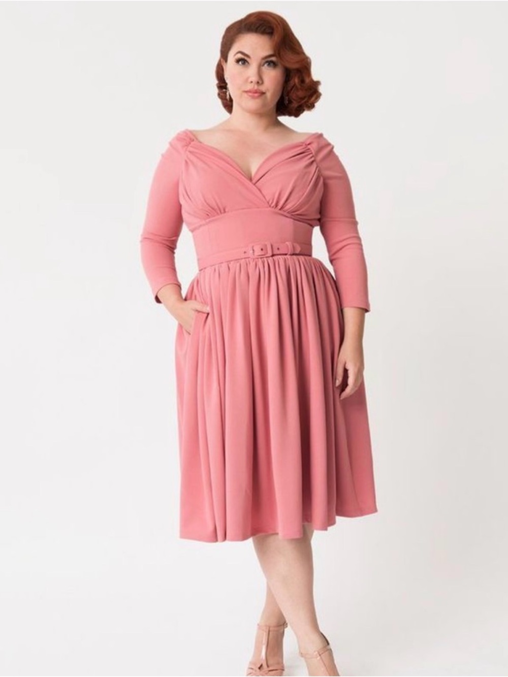 Vixen by Micheline Pitt Starlet Swing Dress in Rose Pink XL